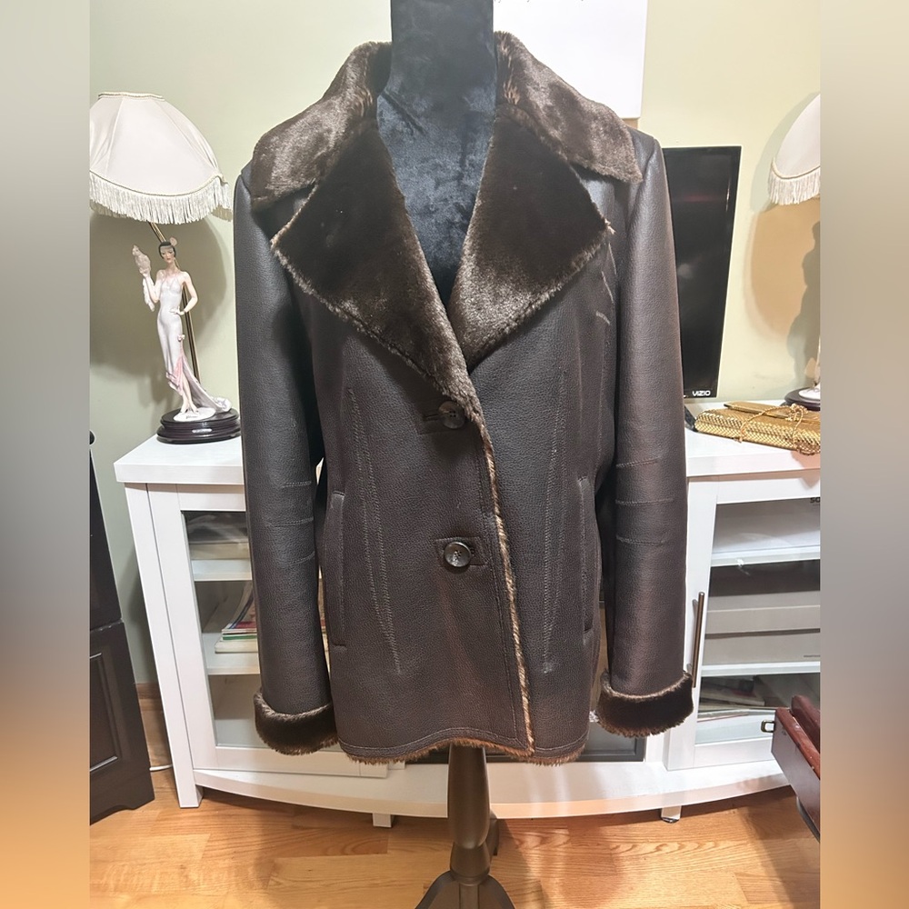 Oscar de la Renta Rich Brown Faux Fur Coat
